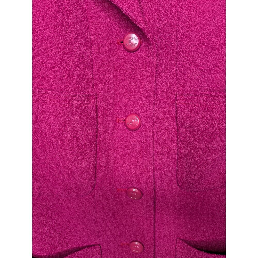 CHANEL Wool Jacket Blazer Hot Pink size 48 with 4 Front Pockets - Picture 2 of 15